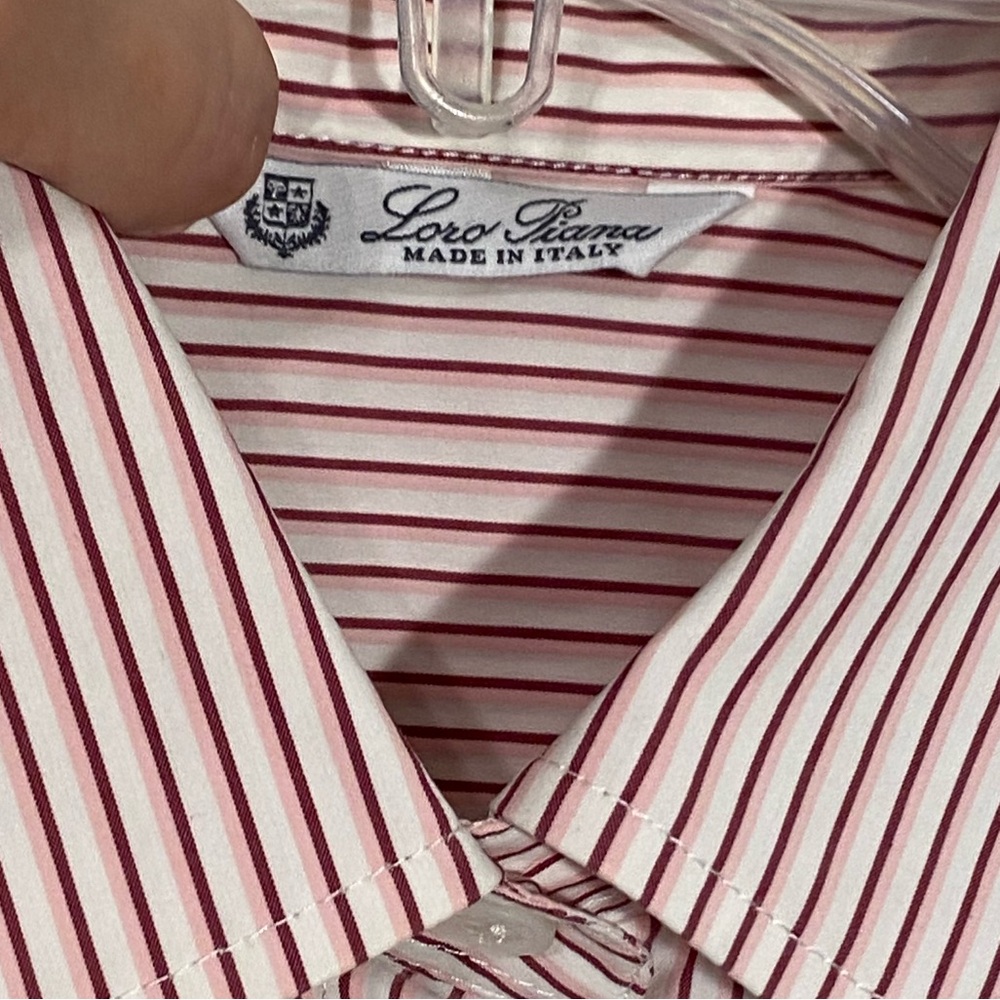 Loro Piana Italy Made Striped Button Down Shirt Red Pink White EU 44 US 8 Luxury - Picture 2 of 8